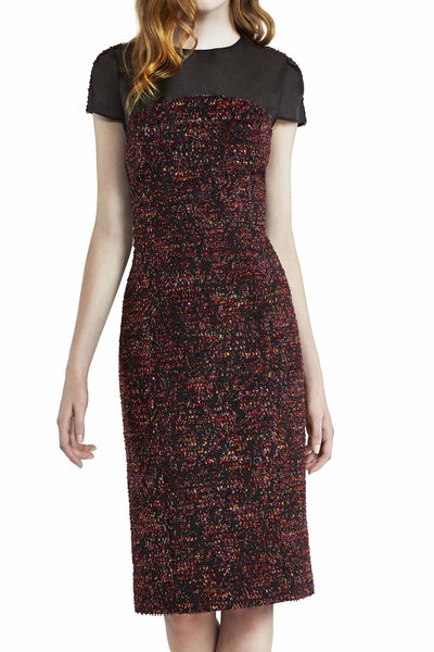 Sheer Yoke Cap Sleeve Dress